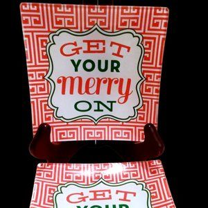 Christmas Dessert Plates,  Glass Plates,  Snack Plates,  Country Cottage Plates